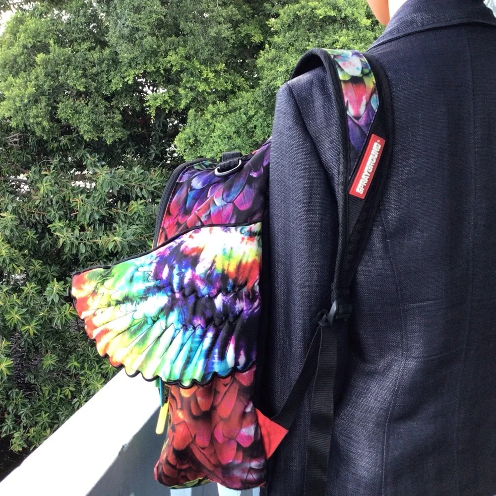 Sprayground Limited Edition Rainbow Feather Angel Wings Backpack - Multicolor